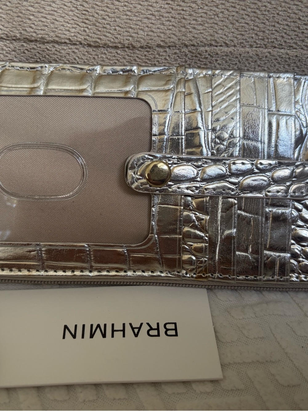 NWT Brahmin Macchiato Melbourne Silver Credit Card Wallet - Picture 6 of 13